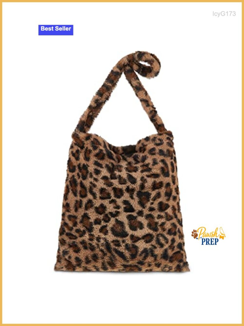 Faux Fur Leopard Print Clutch Tote Bag Women's Fluffy Winter Handbag